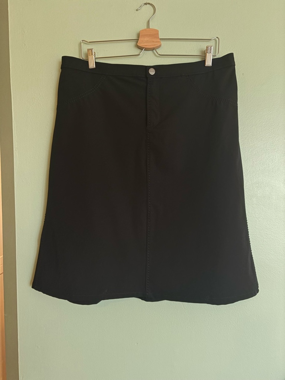 FERRE JEANS Black Stretch Midi A-line Skirt IT48 US 12 Italy Quiet Luxury Office